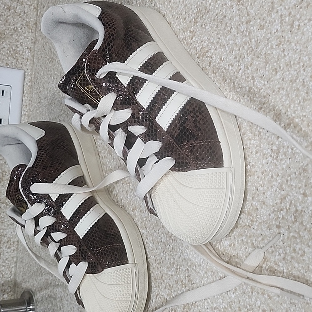 Adidas Superstar II Athletic Shoe Size 6 EUC Brown/Cream/Alumina Brown Snakeskin - Picture 12 of 16